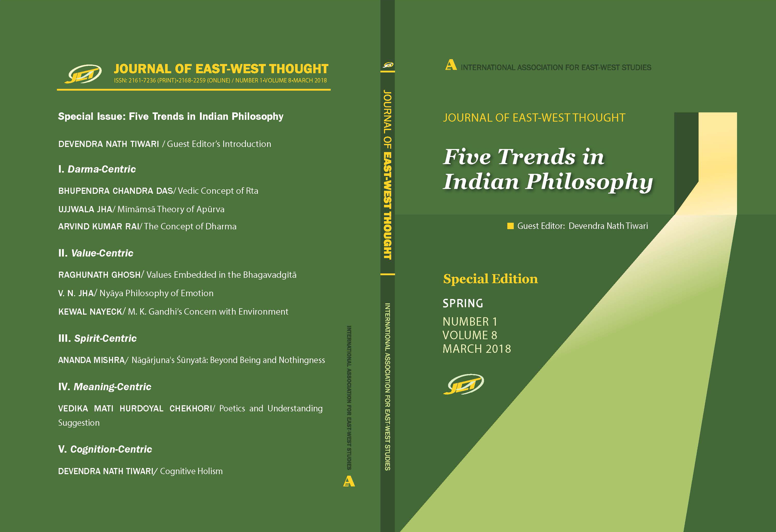 Front and back cover of the Journal of East West Thought